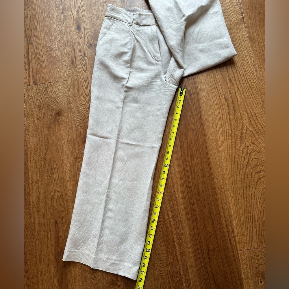 LOFT Peyton High Rise Wide Leg Trouser in Linen, Tan, Size 6 - Picture 8 of 8